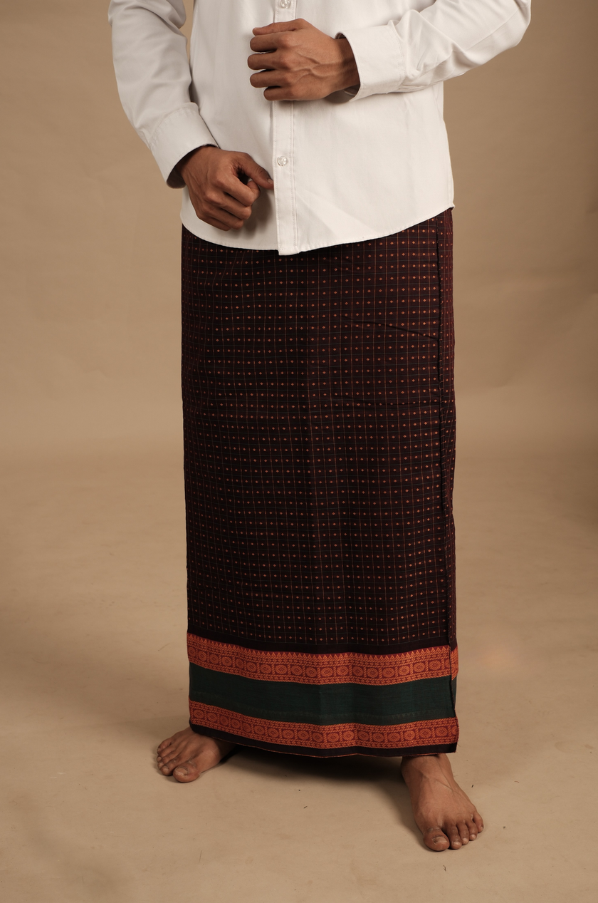 Maroon & Copper Pattu Vesti | Kattam