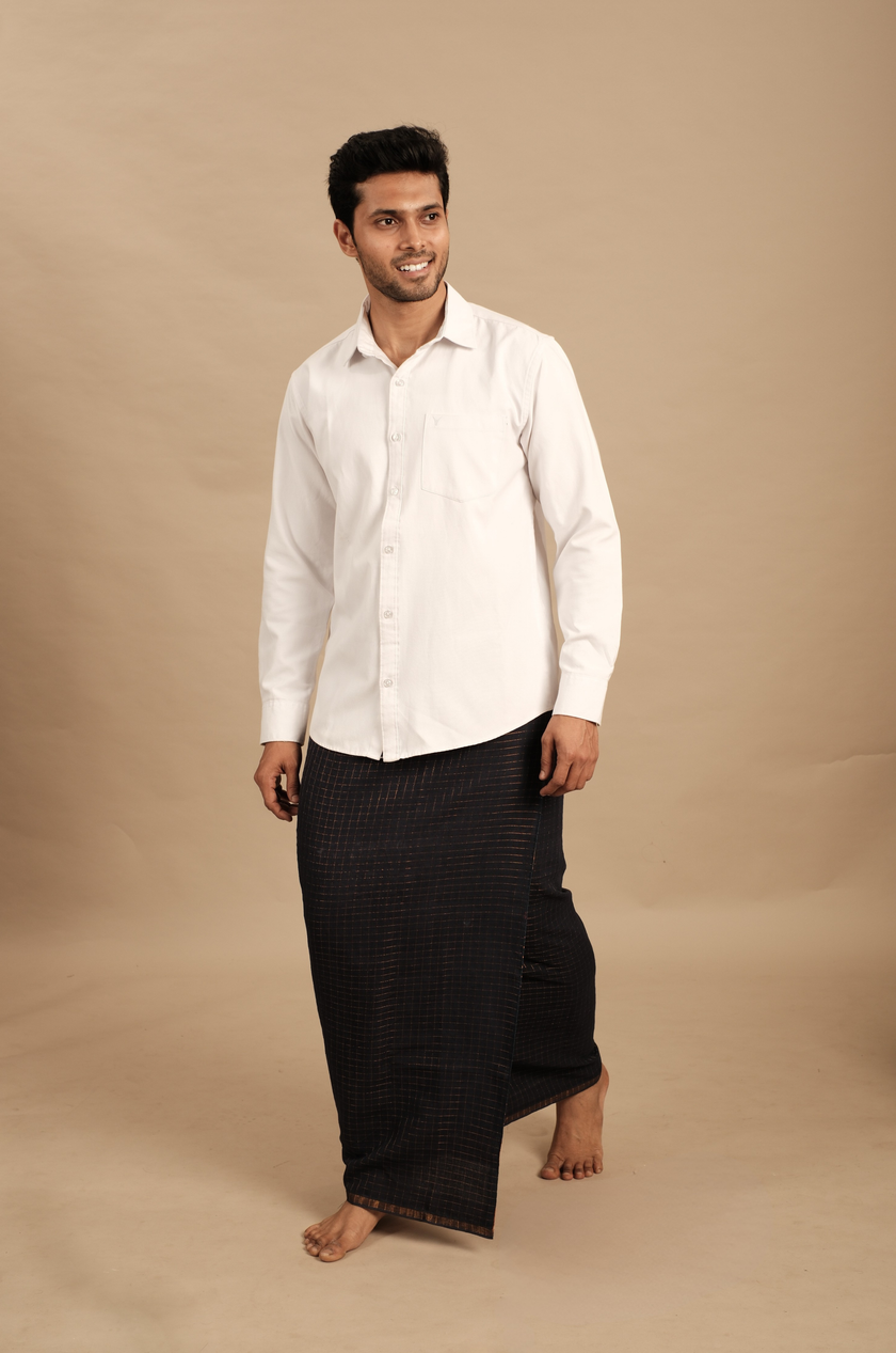 Teal & Copper Pattu Vesti | Kattam