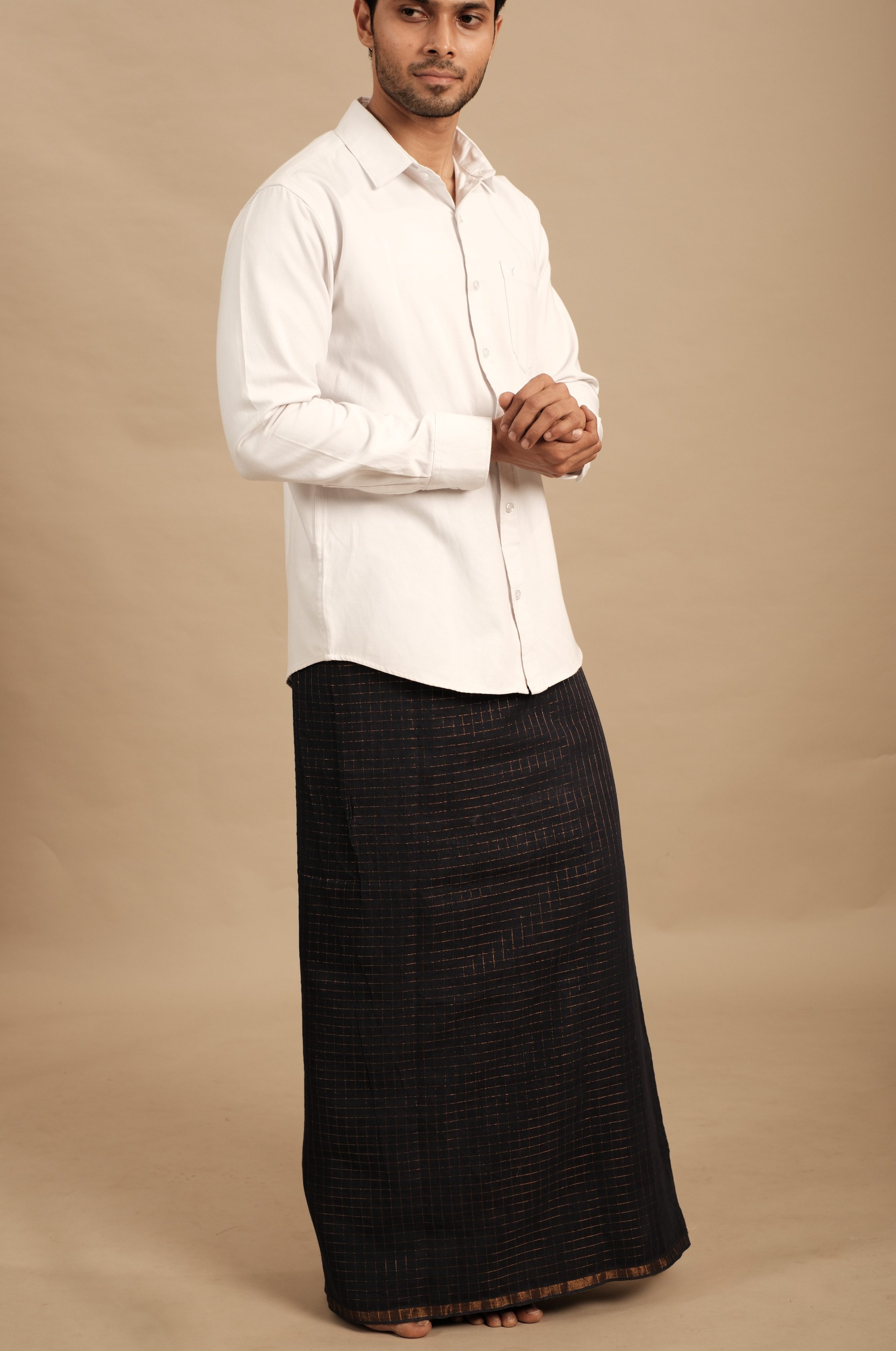 Teal & Copper Pattu Vesti | Kattam