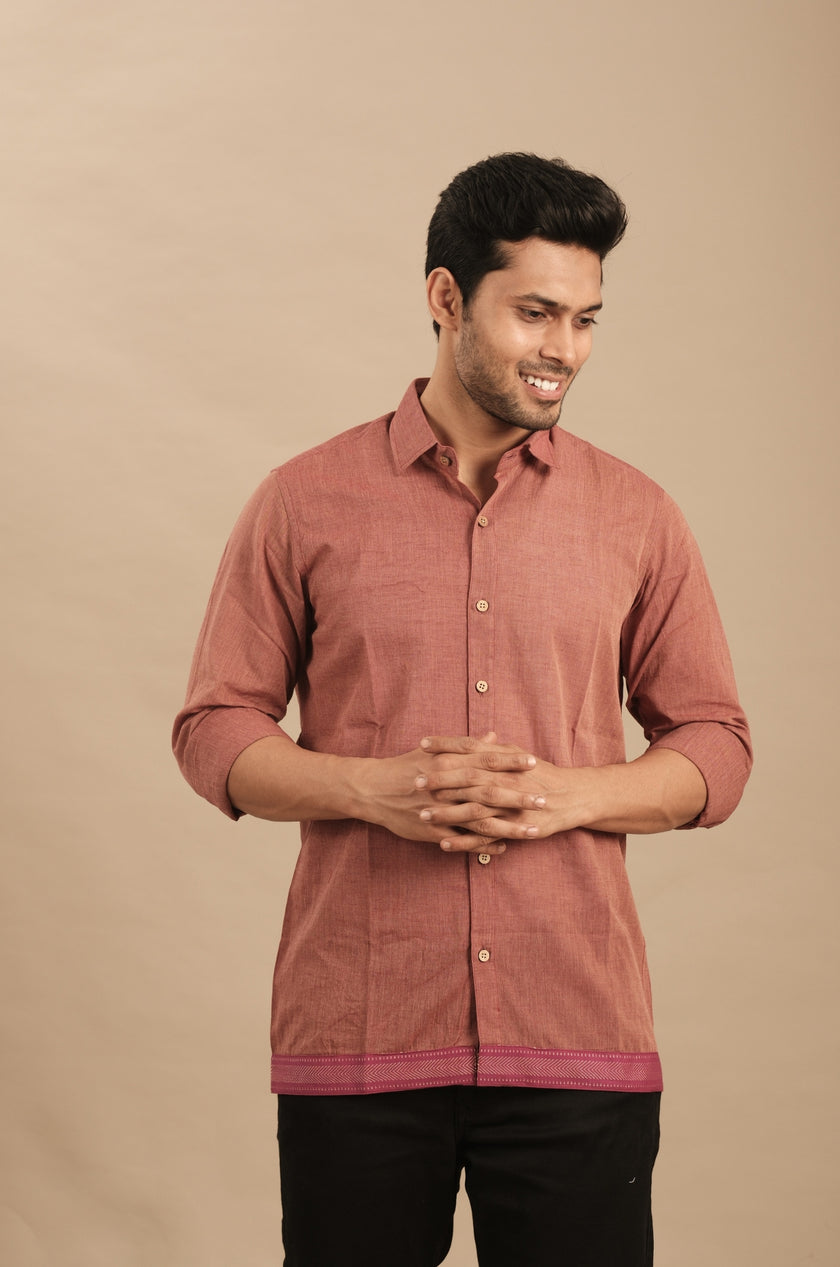 Rust Rose Silk Blend Shirt
