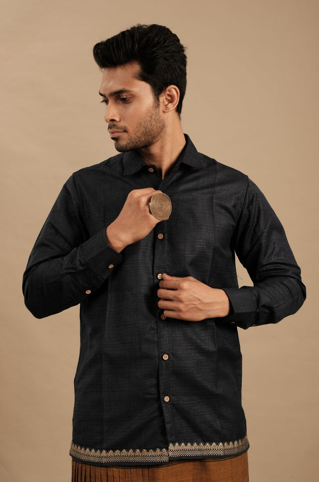 Regal Black Silk Blend Festive Shirt