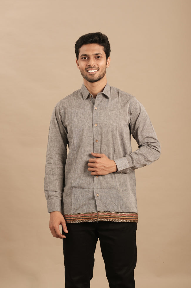 Ash Grey Silk Blend Men’s Shirt