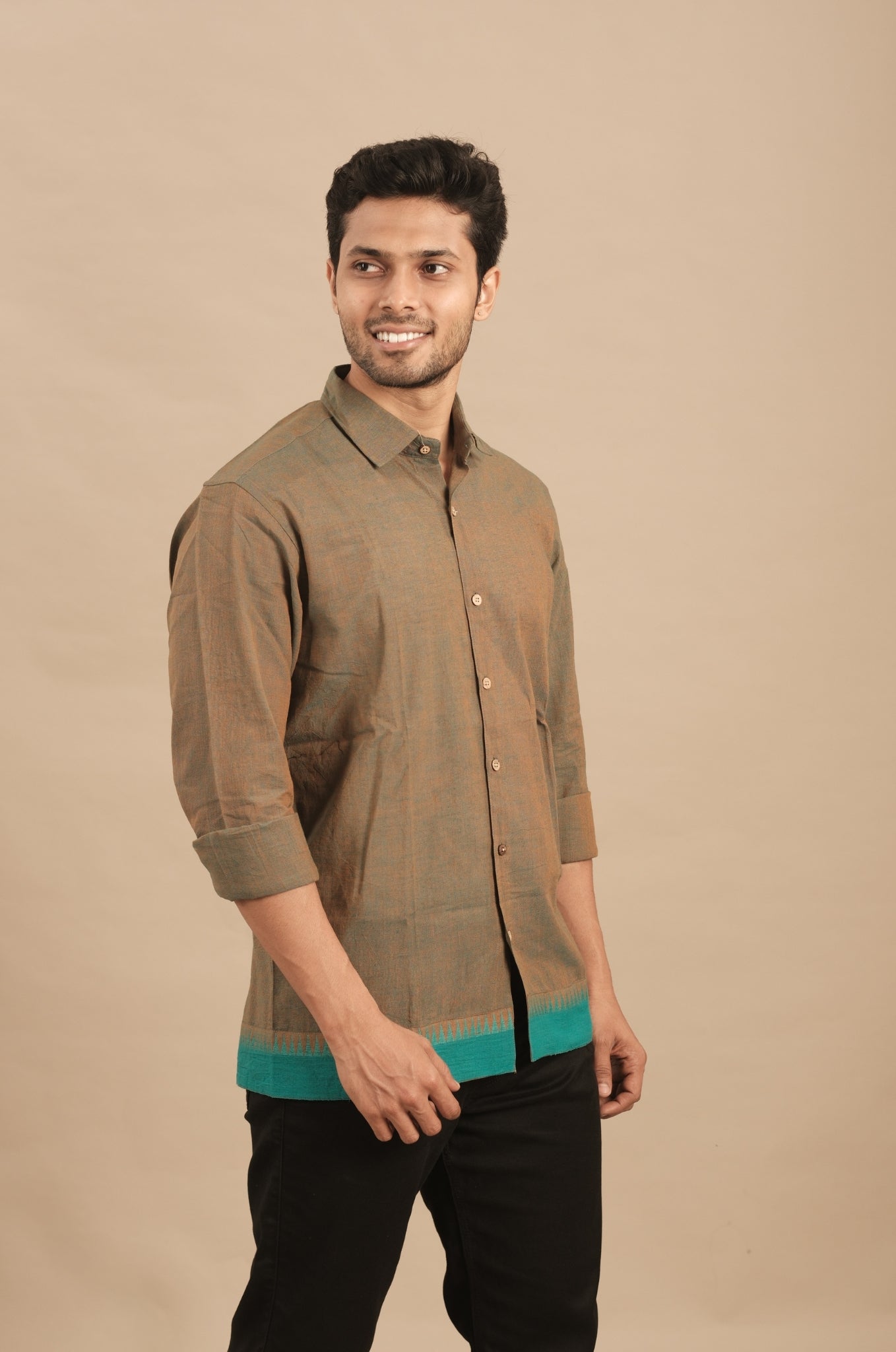 Earth Brown Silk Blend Shirt