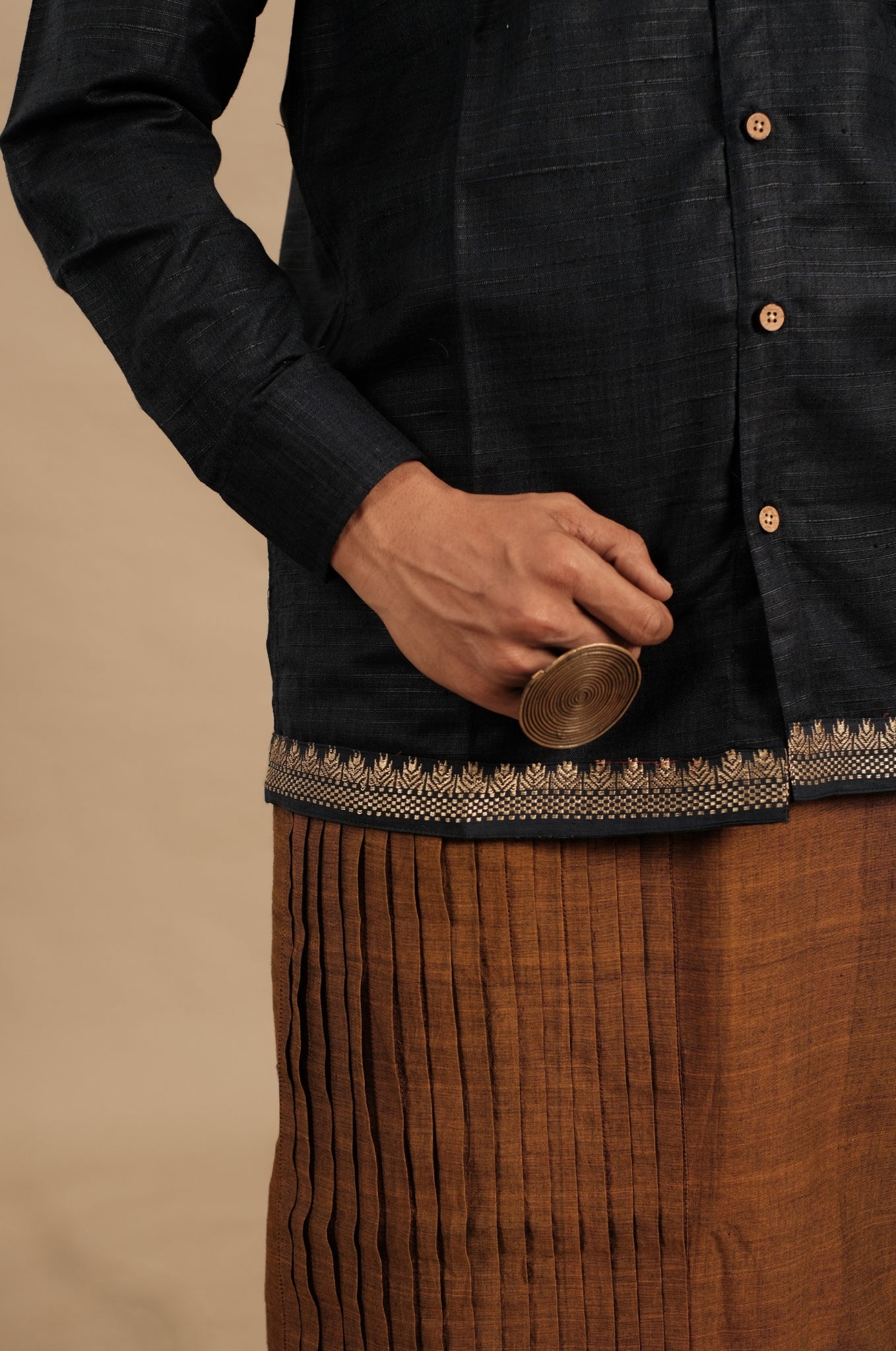 Regal Black Silk Blend Festive Shirt