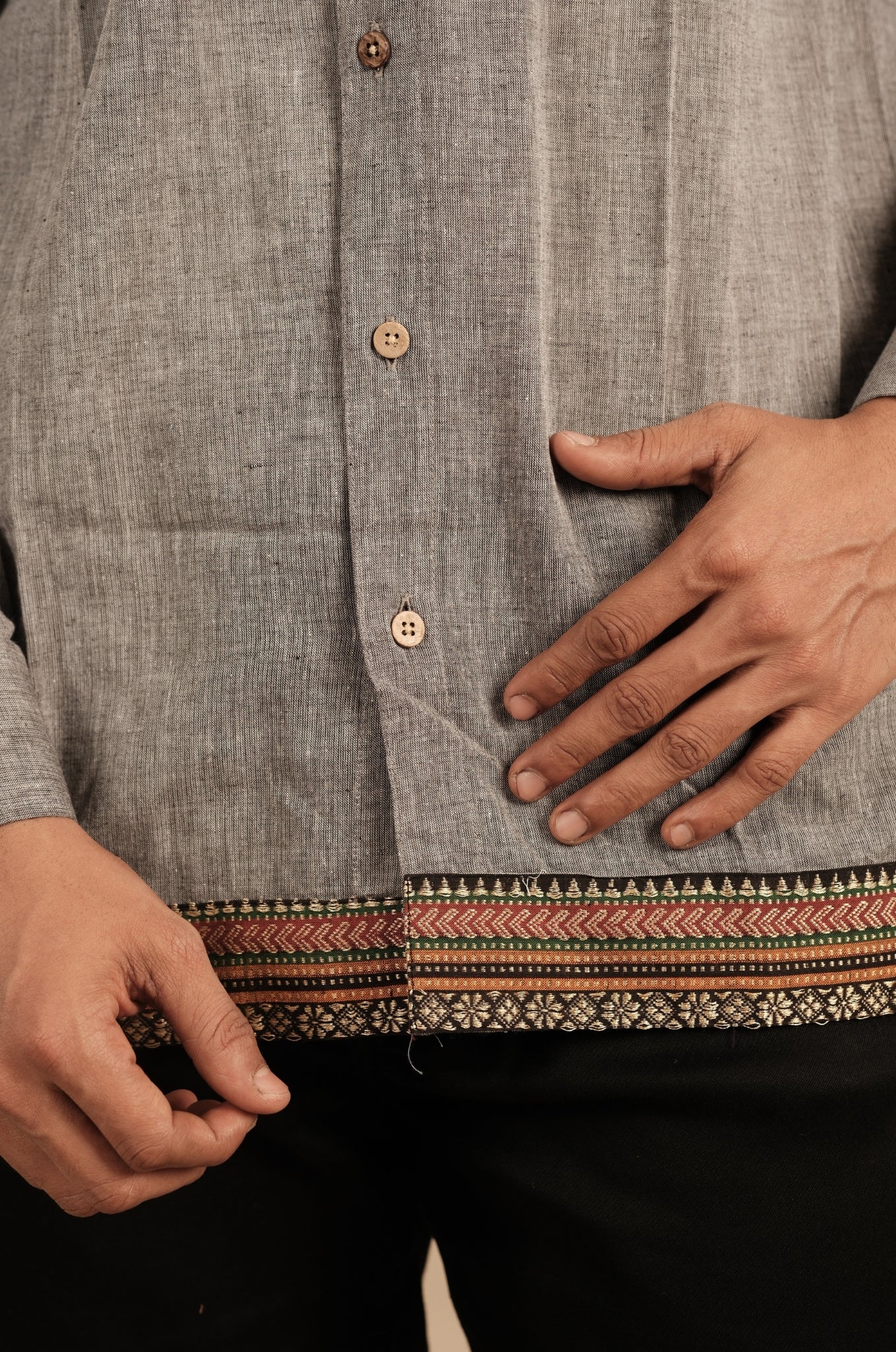 Ash Grey Silk Blend Men’s Shirt