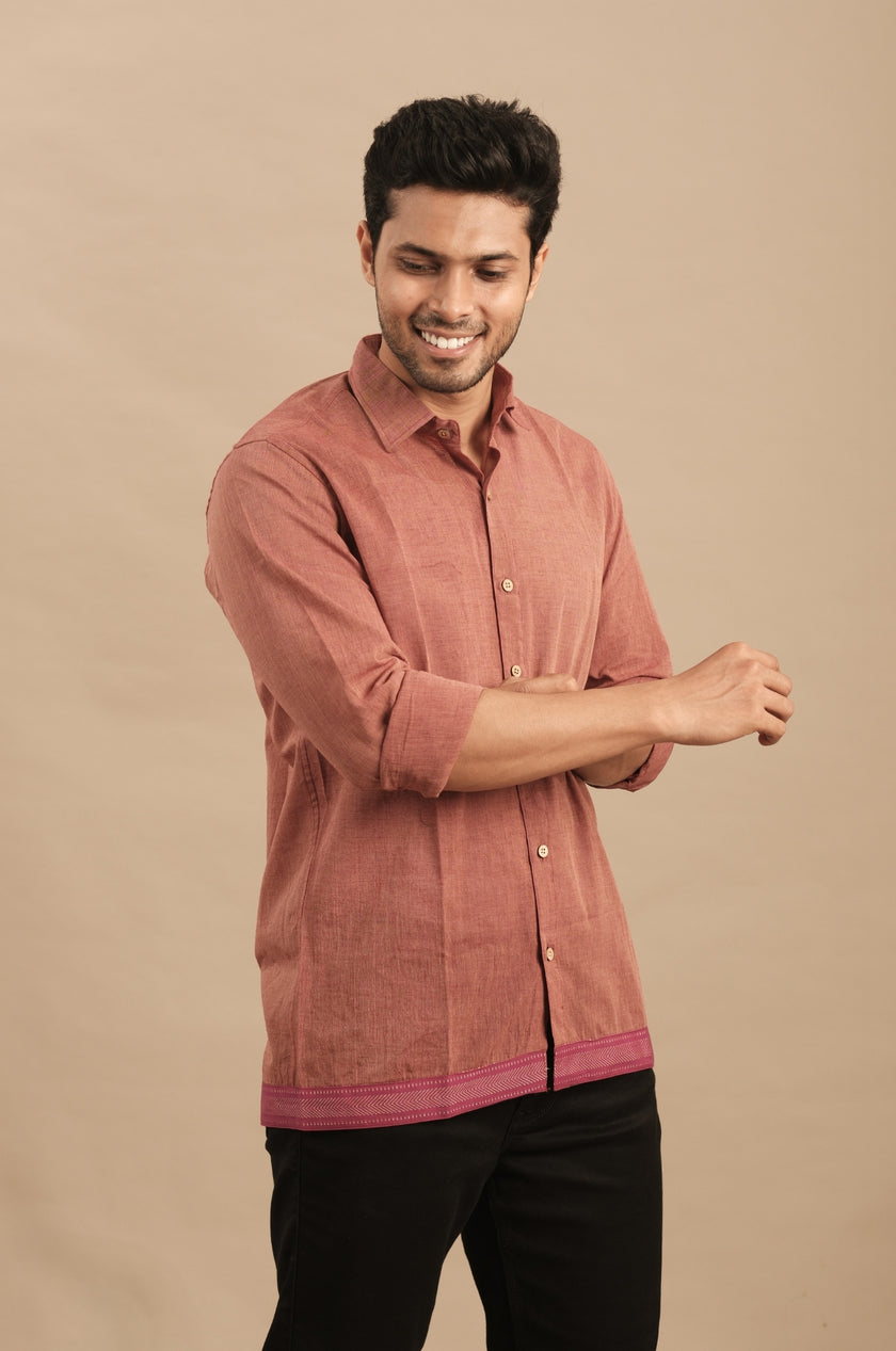 Rust Rose Silk Blend Shirt