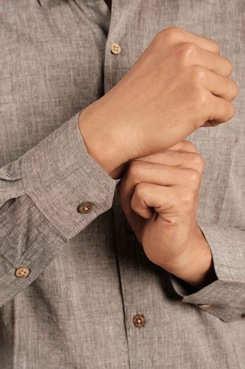 Ash Grey Silk Blend Men’s Shirt