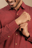 Maroon Silk Blend Men’s Shirt