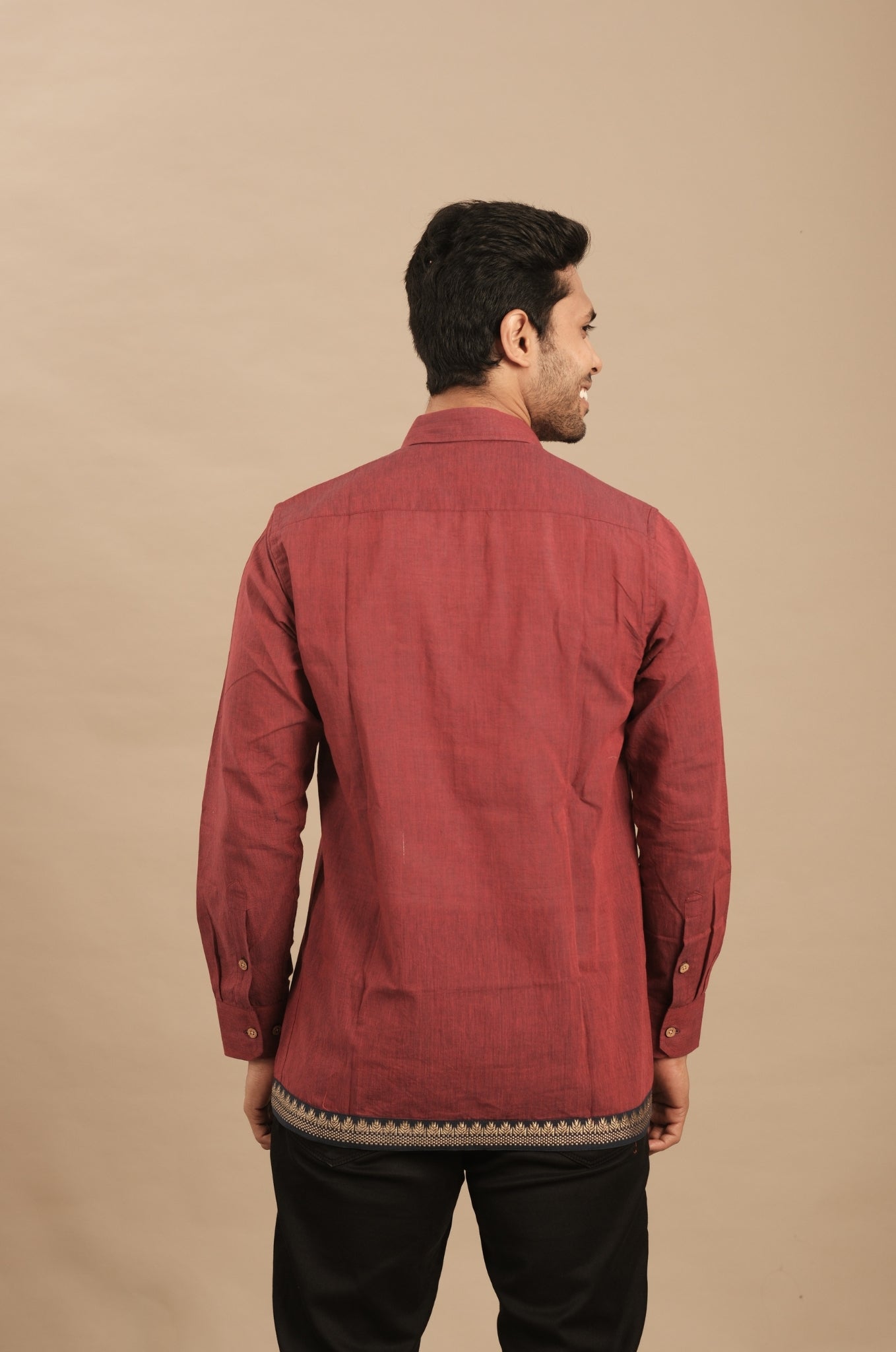 Maroon Silk Blend Men’s Shirt