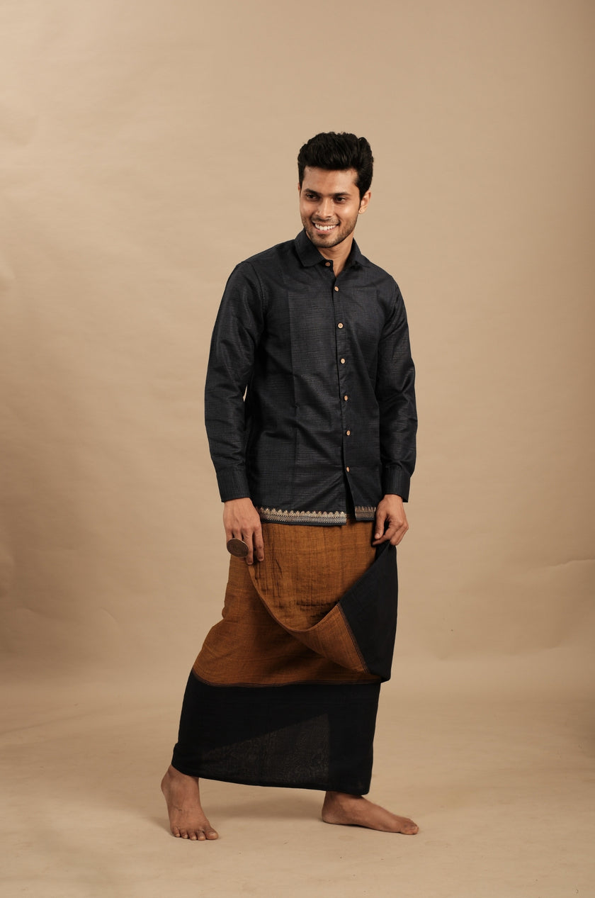 Regal Black Silk Blend Festive Shirt