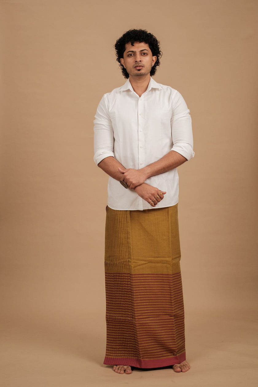 Classic Andhi Neram Veshti – Khaki
