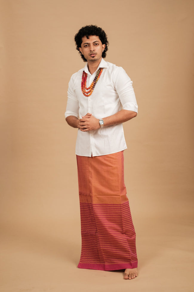 Classic Andhi Neram Veshti – Peach
