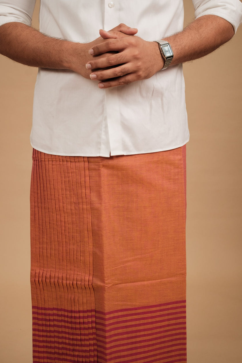 Classic Andhi Neram Veshti – Peach