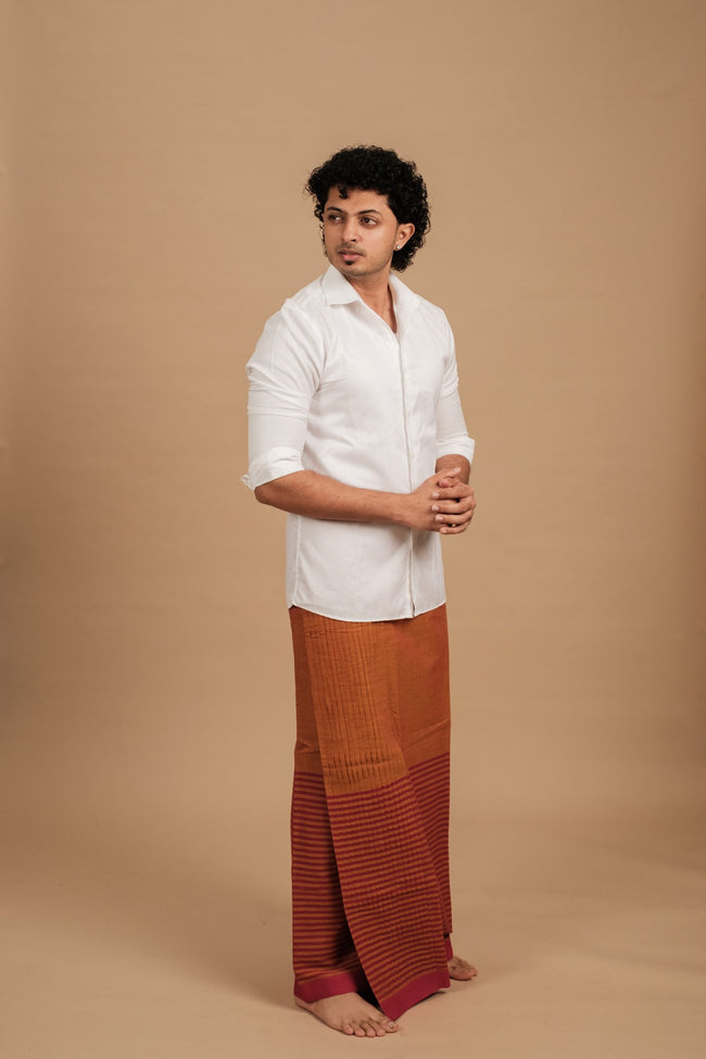 Classic Andhi Neram Veshti – Mustard
