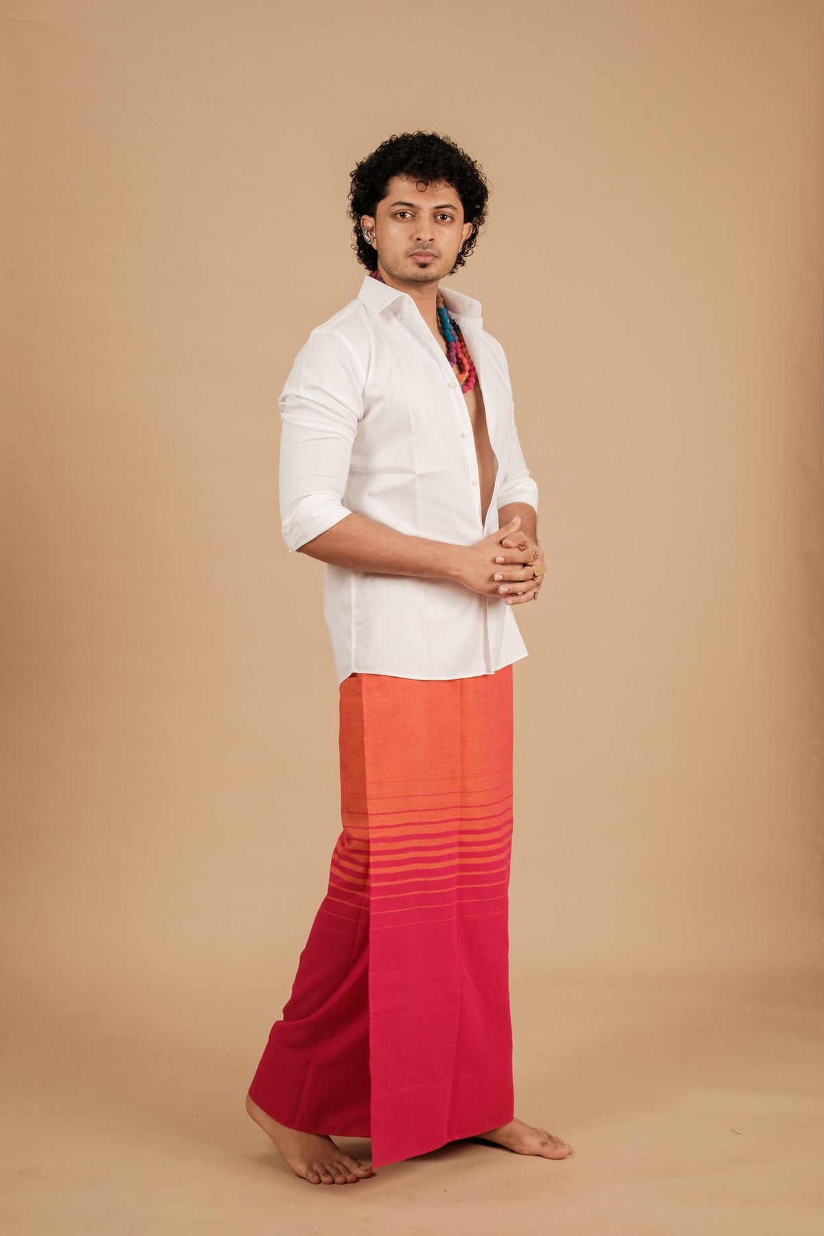 Classic Andhi Neram Veshti – Pink