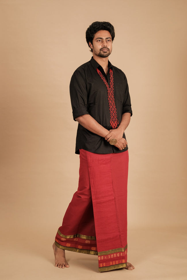One of a Kind Veshti – Yanai Red