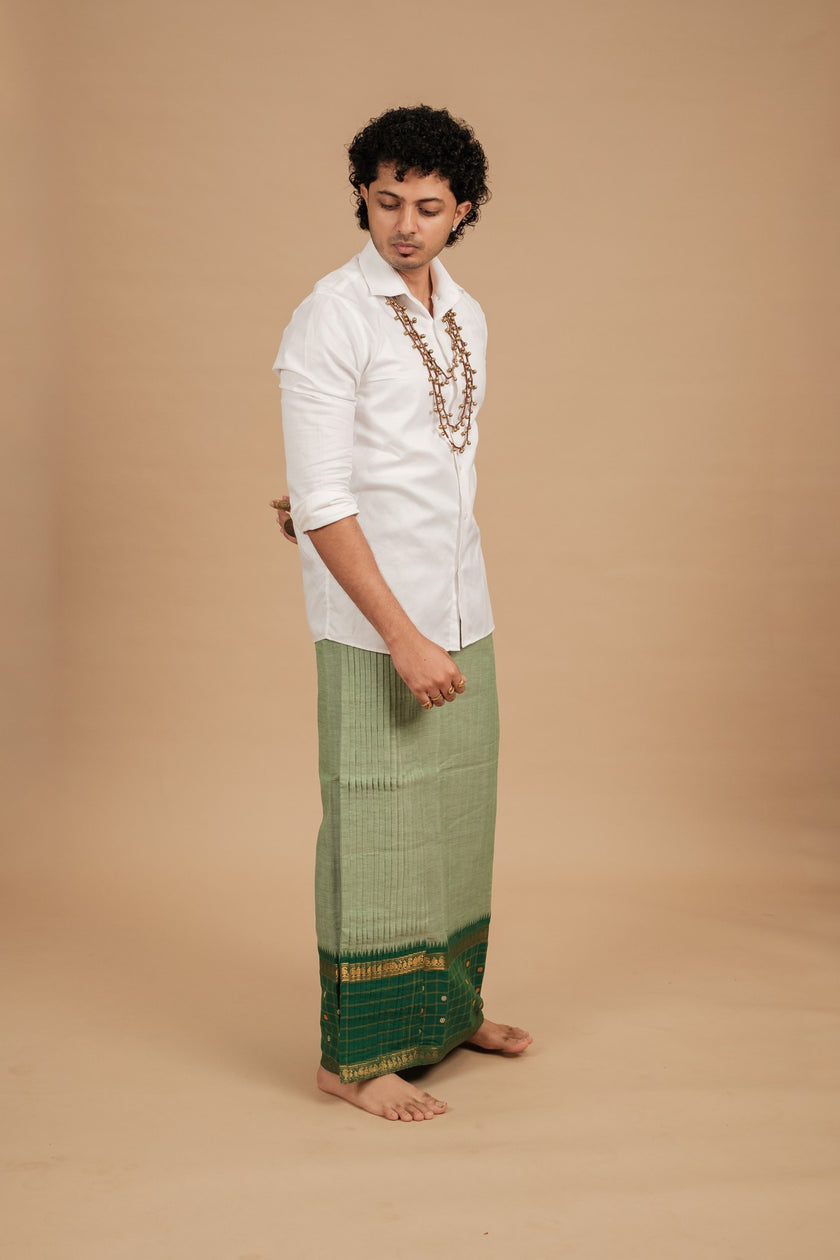 One of a Kind Veshti – Sage Green