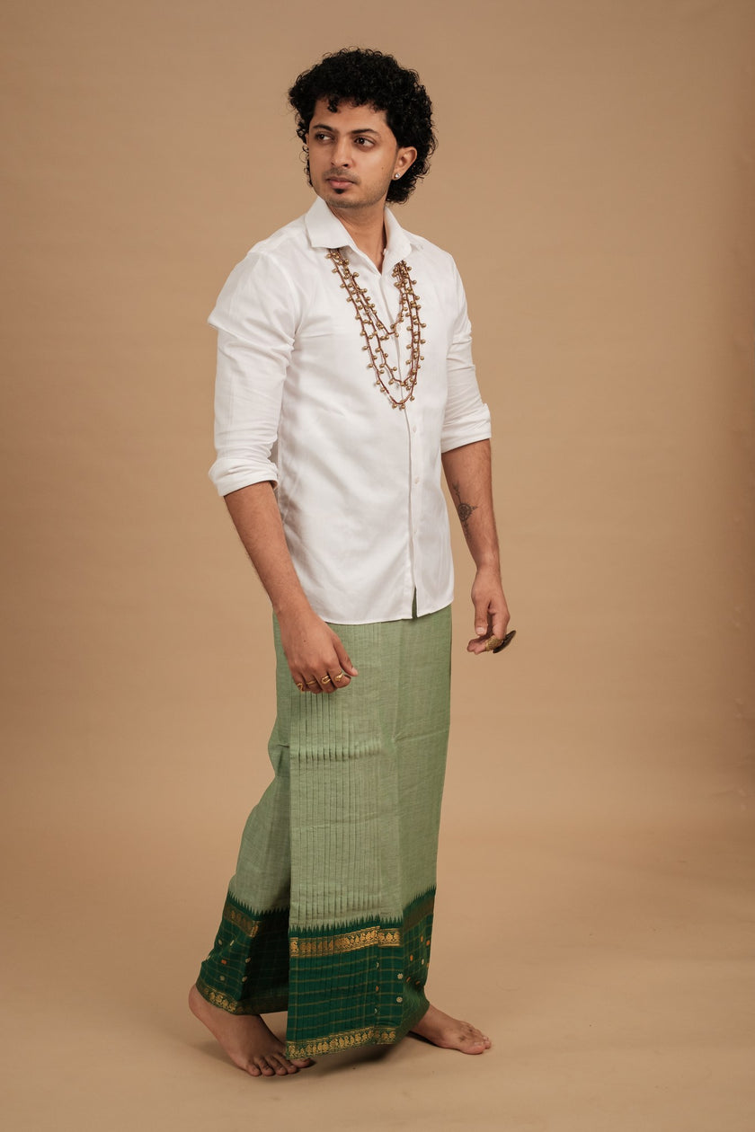 One of a Kind Veshti – Sage Green