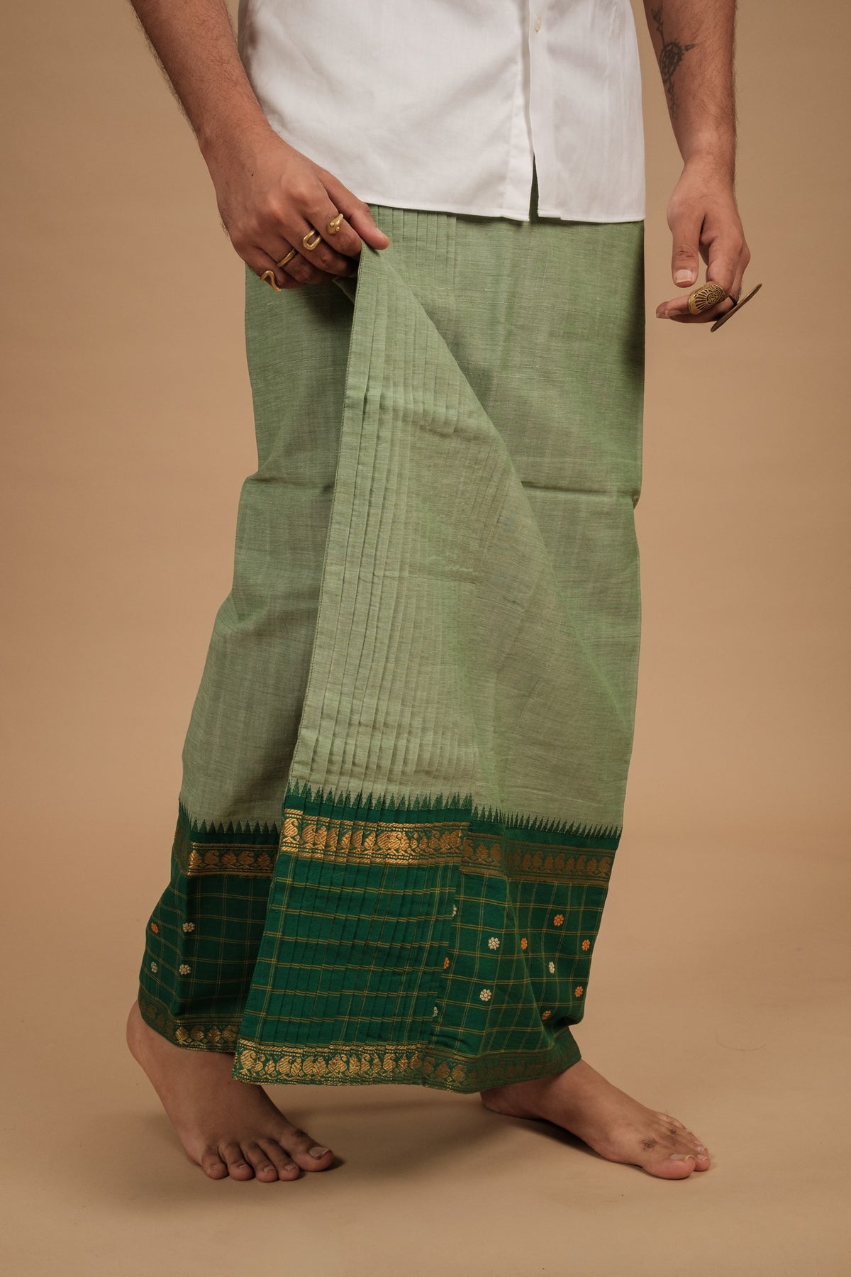 One of a Kind Veshti – Sage Green
