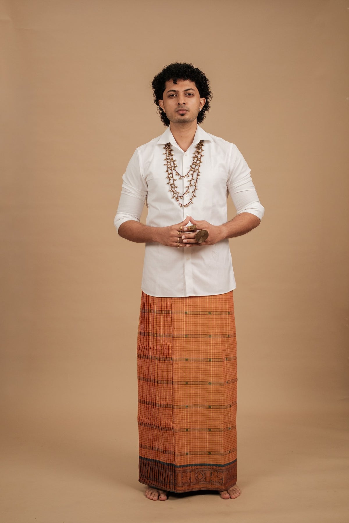 One of a Kind Veshti – Kattam Yellow