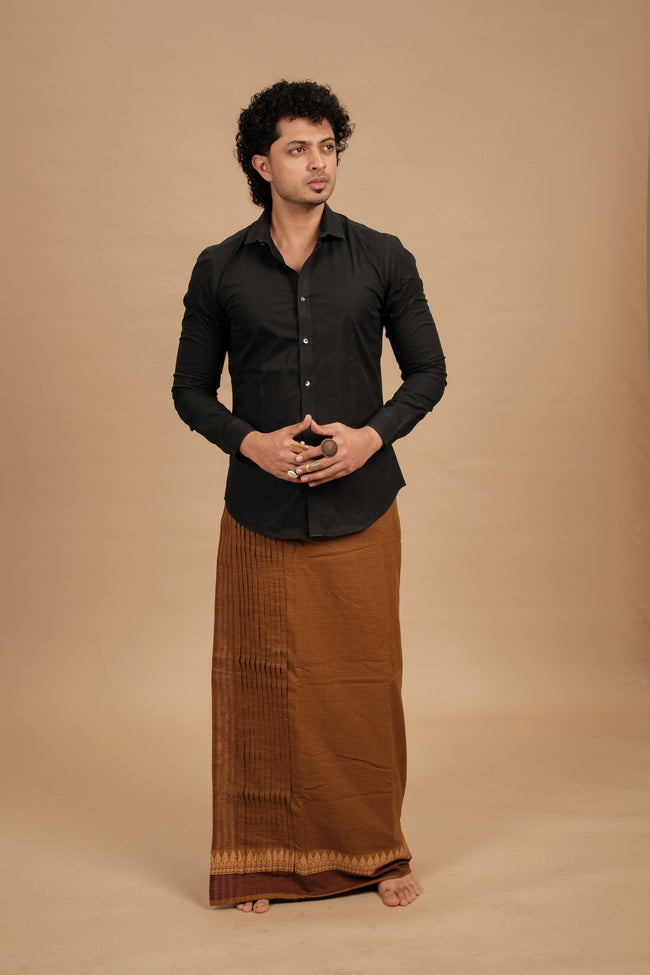 One of a Kind Veshti – Kattam Khaki