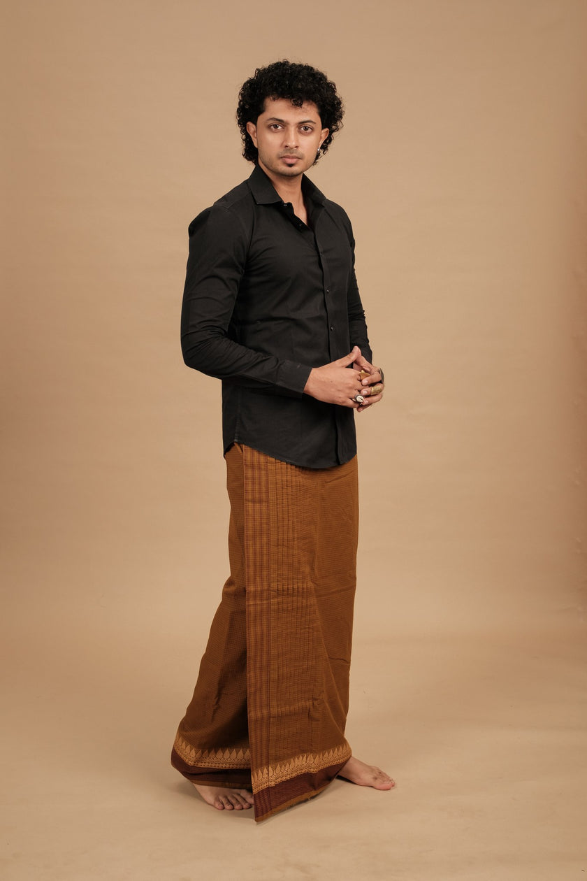 One of a Kind Veshti – Kattam Khaki