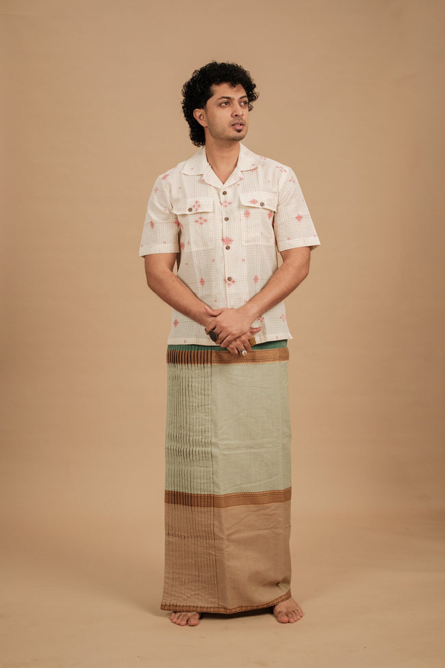 Mupbagam Veshti – Jacquard Cream