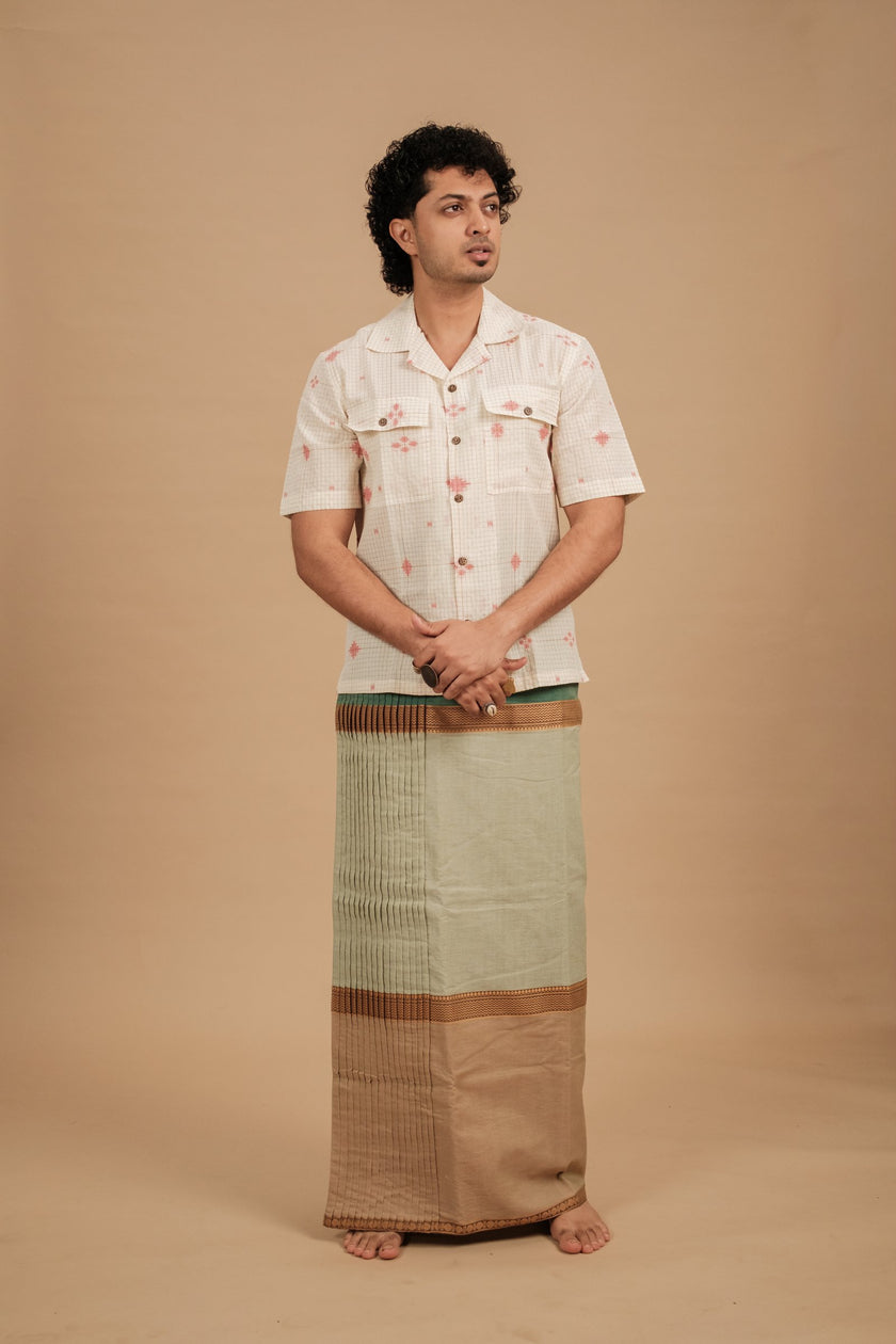 Mupbagam Veshti – Jacquard Cream