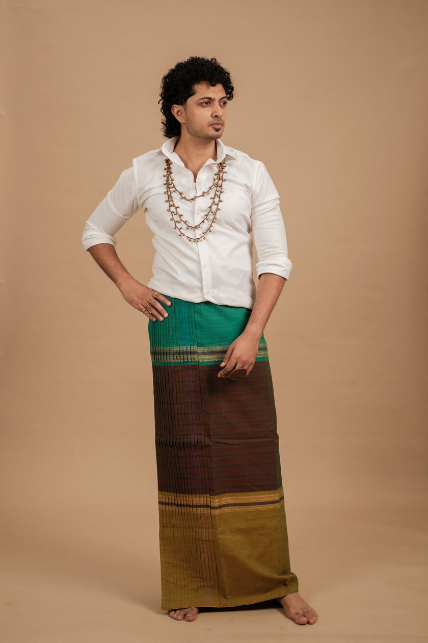 Mupbagam Veshti – Jacquard Green