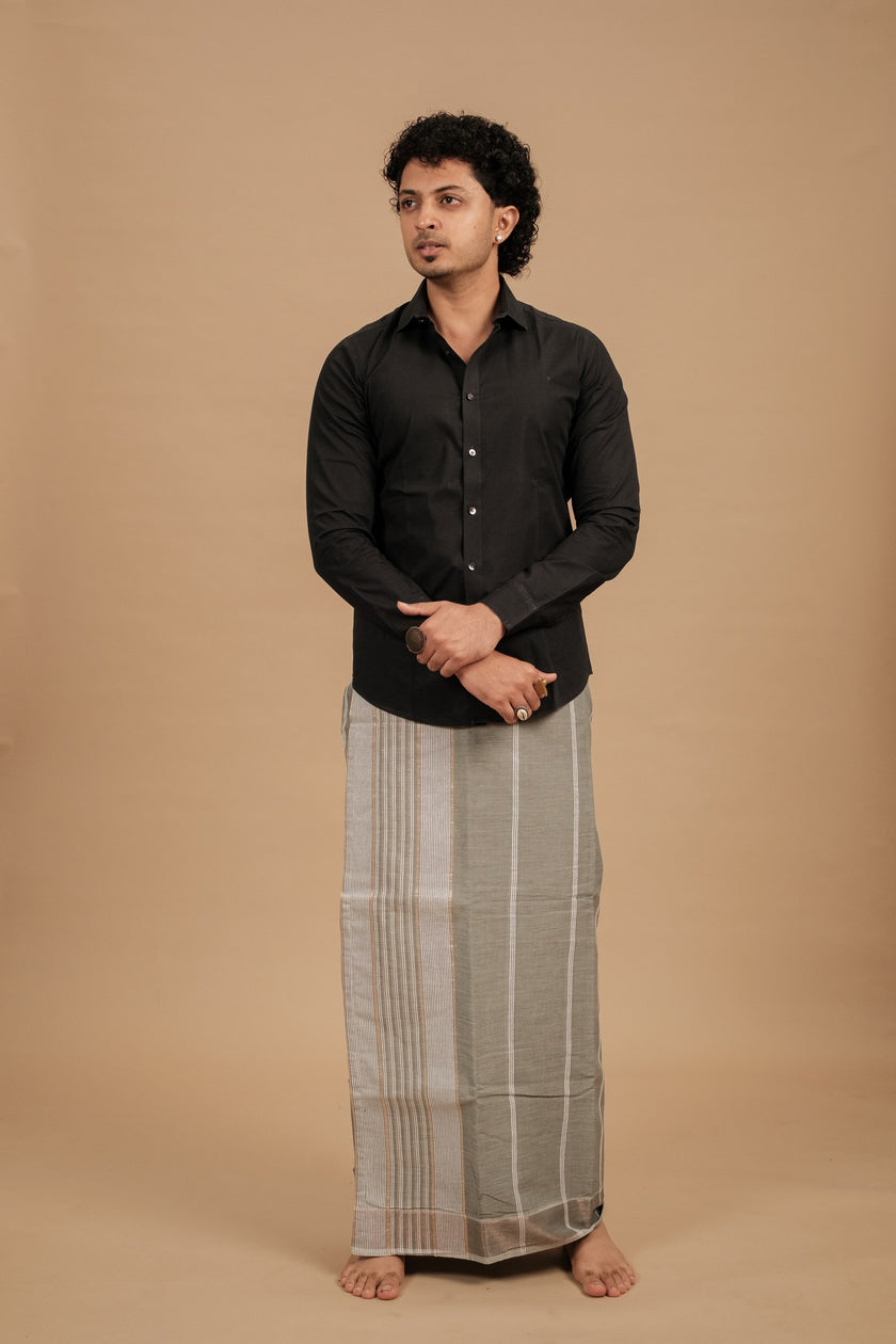 Classic Vaanam Veshti – Dark Grey 1