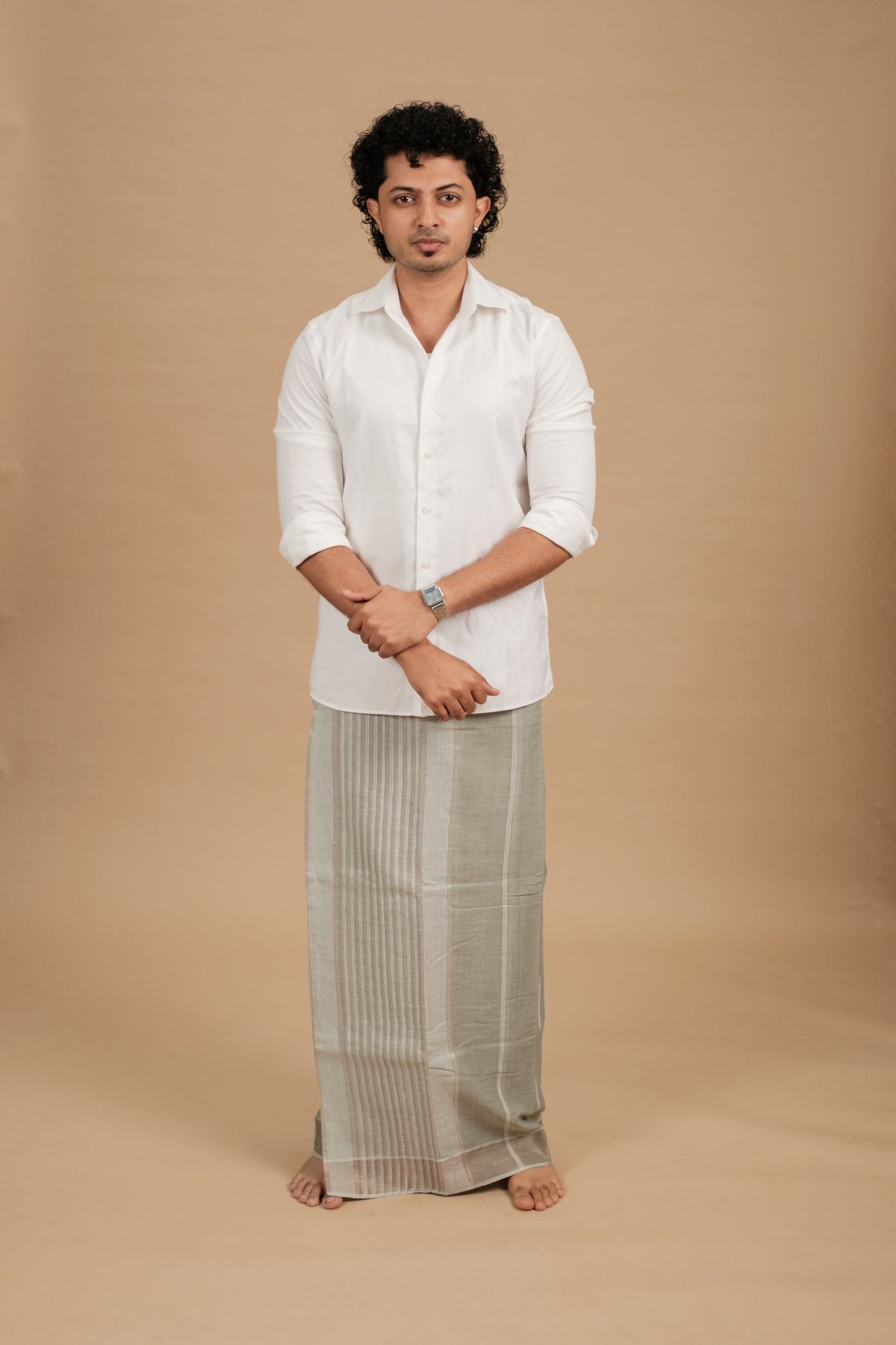 Classic Vaanam Veshti – Sage Green