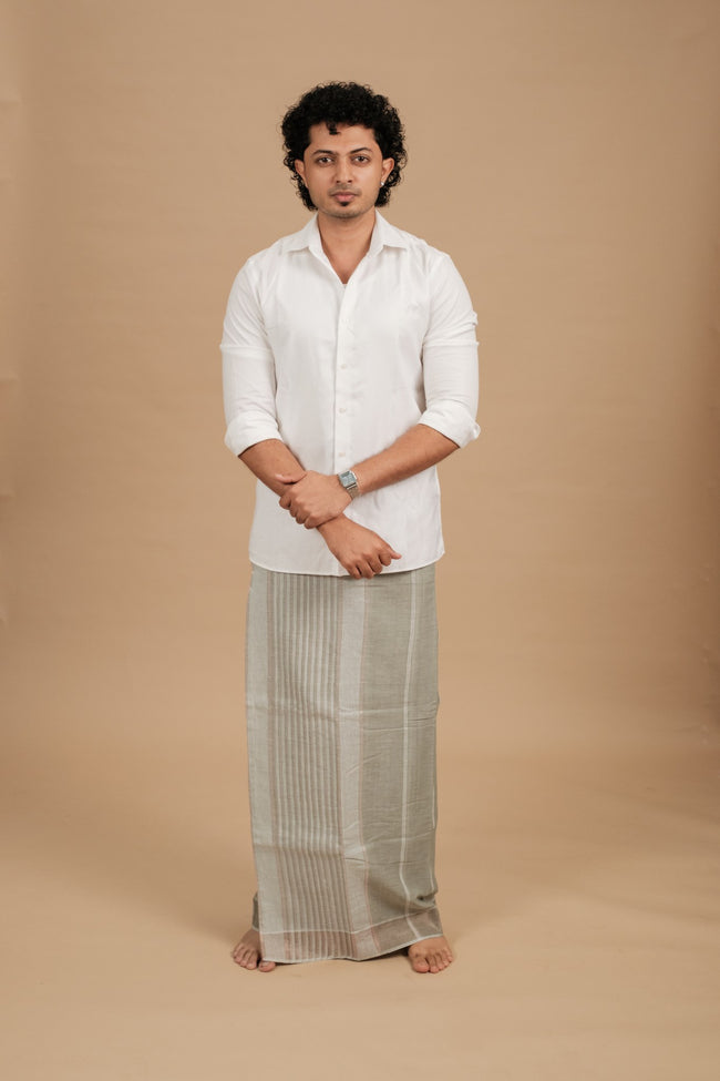 Classic Vaanam Veshti – Sage Green