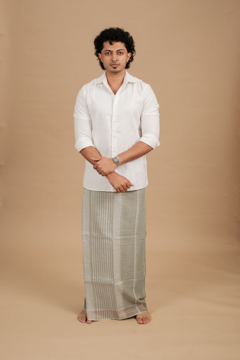 Classic Vaanam Veshti – Sage Green