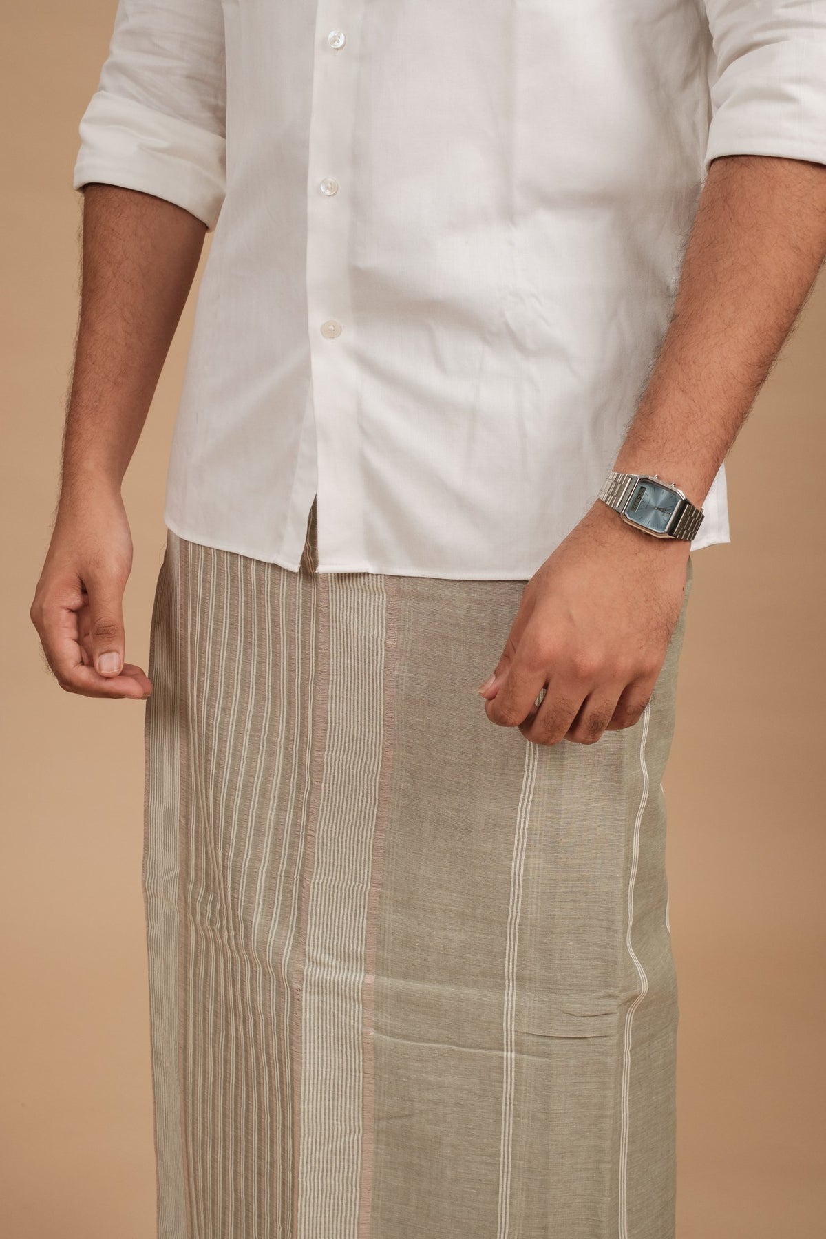 Classic Vaanam Veshti – Sage Green